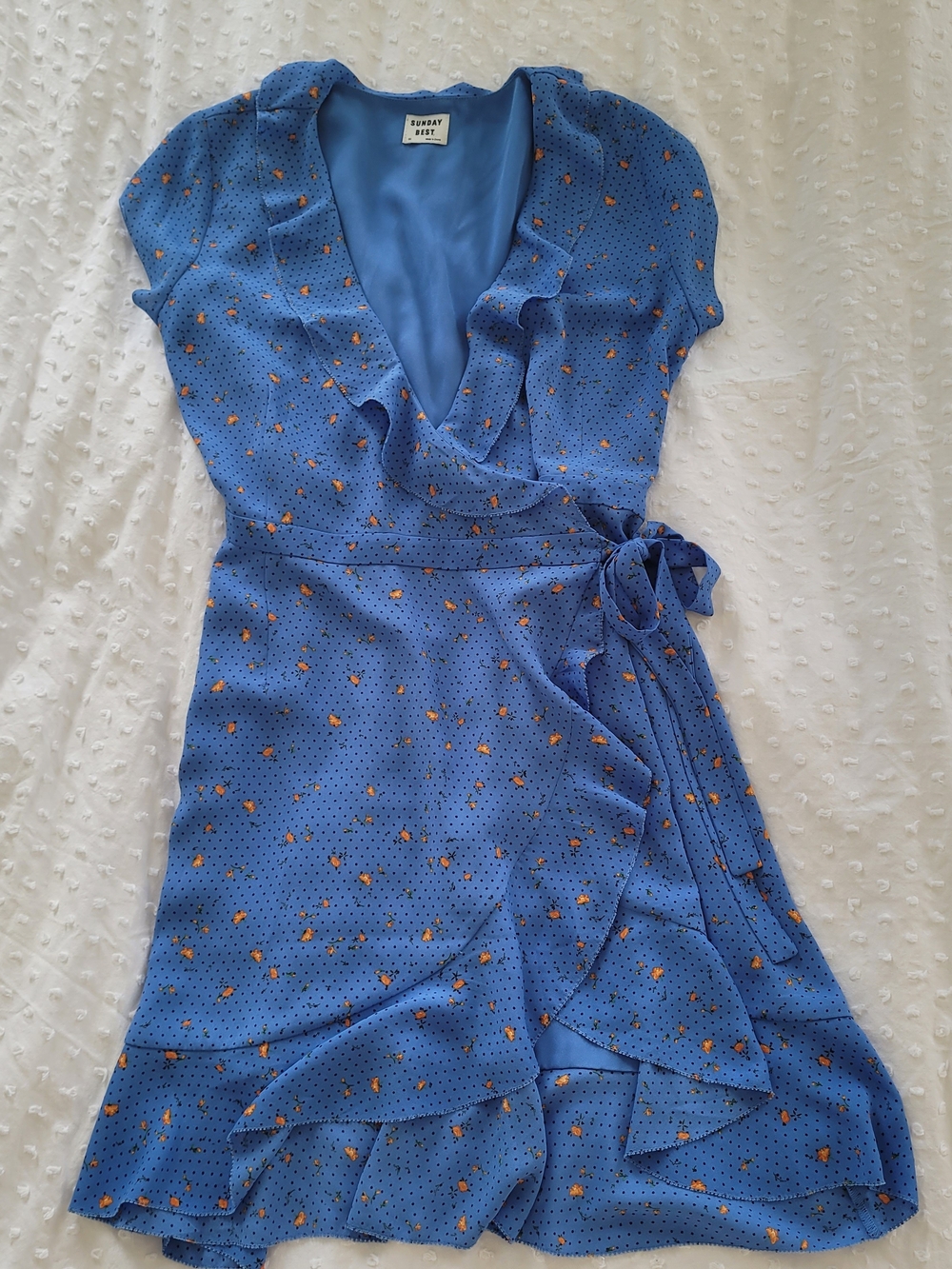 Sunday Best Blue Floral Wrap Dress